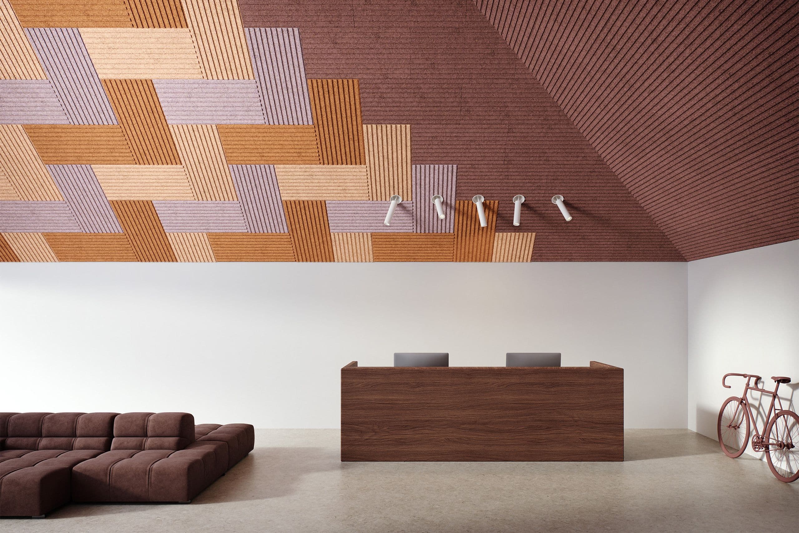 Brown Toned Wood Wool Ceiling Panels